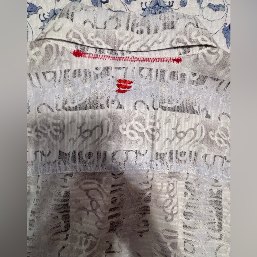 Robert Graham men’s Large button down gray white shirt artistic minimalist - Picture 10 of 13